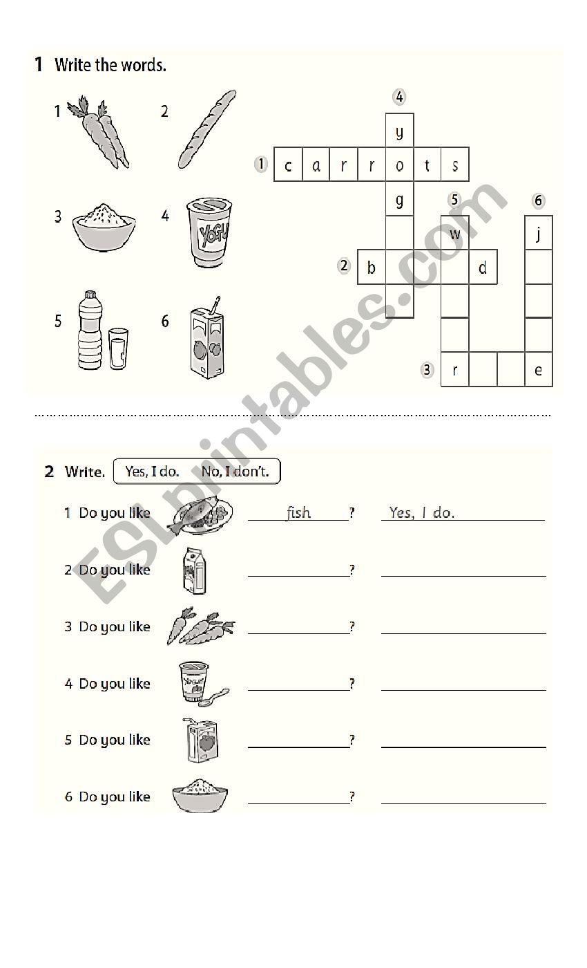 food likes and dislikes worksheet