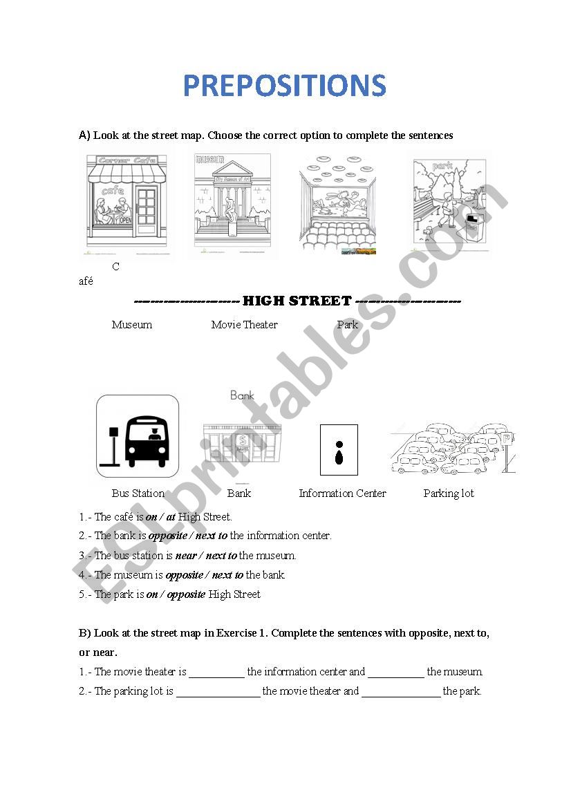 Prepositions worksheet