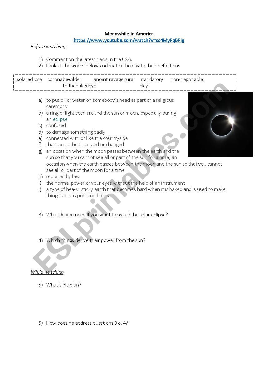 Solar eclipse activities worksheet
