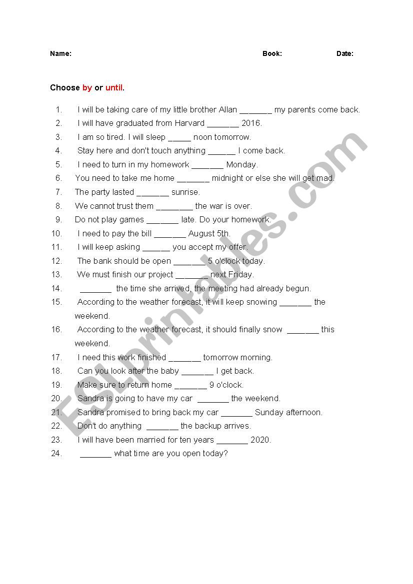 Until by  worksheet