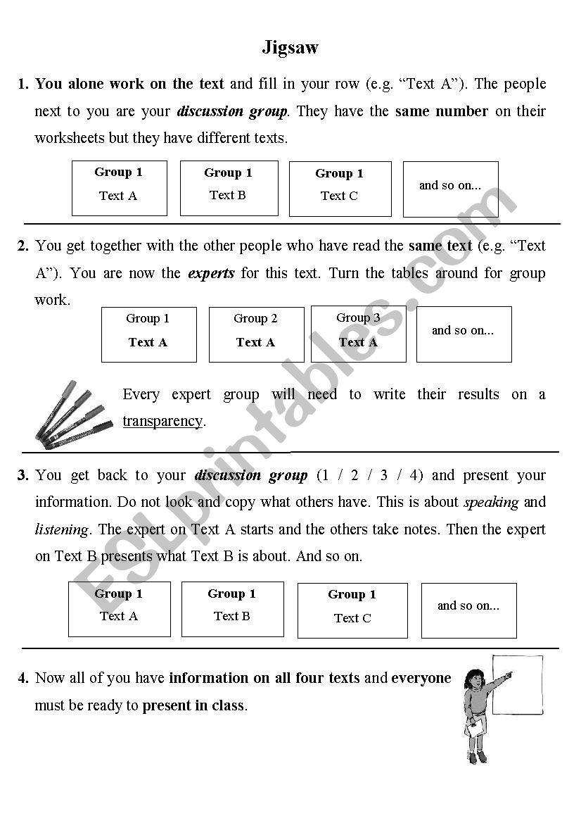 Method: Jigsaw worksheet