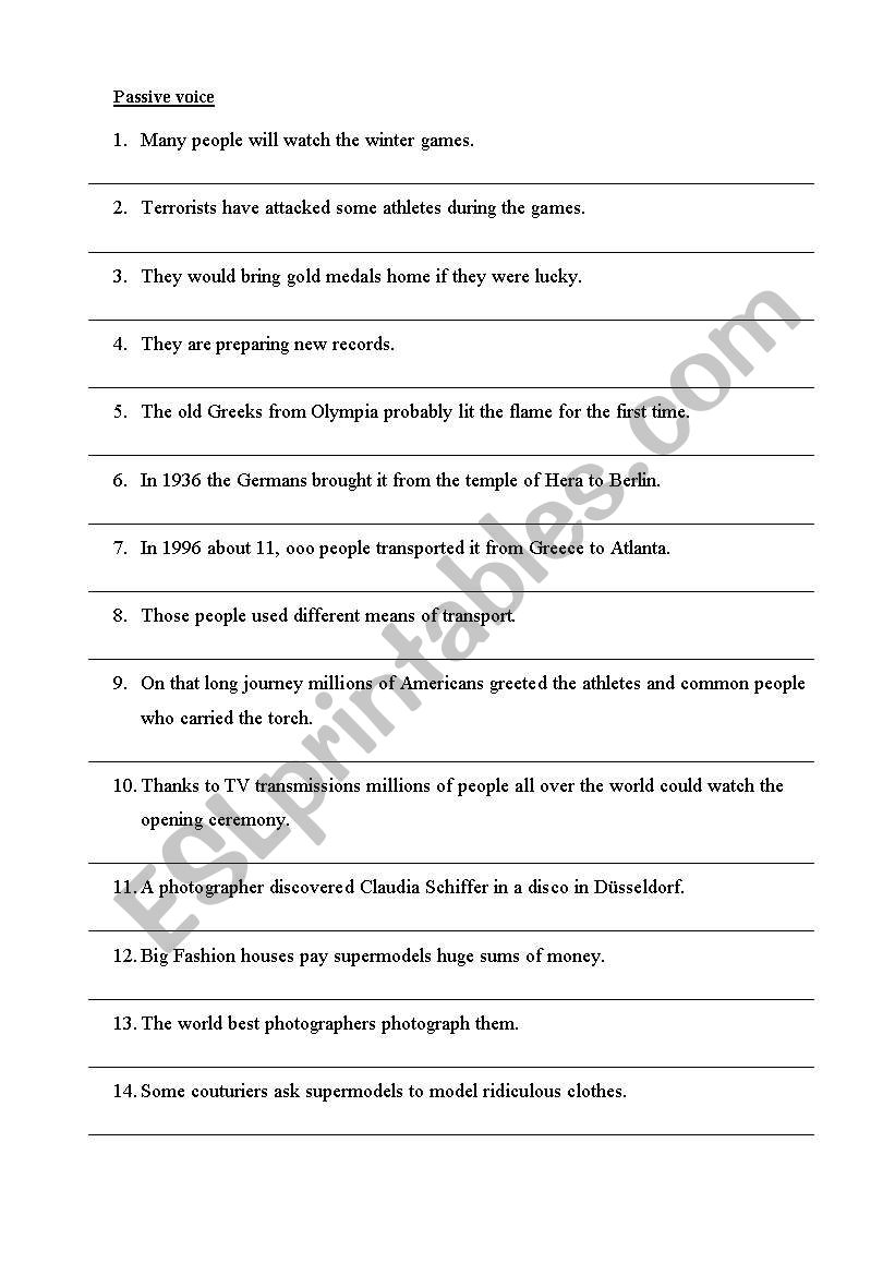 Passive voice exercises worksheet