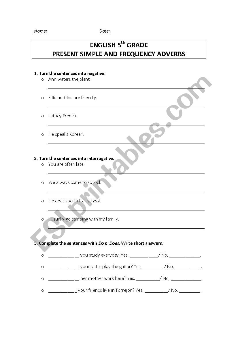 Present simple and frequency adverbs