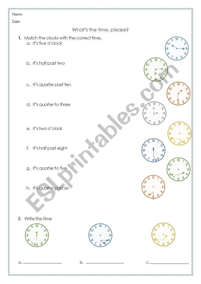 Whats the time?  worksheet