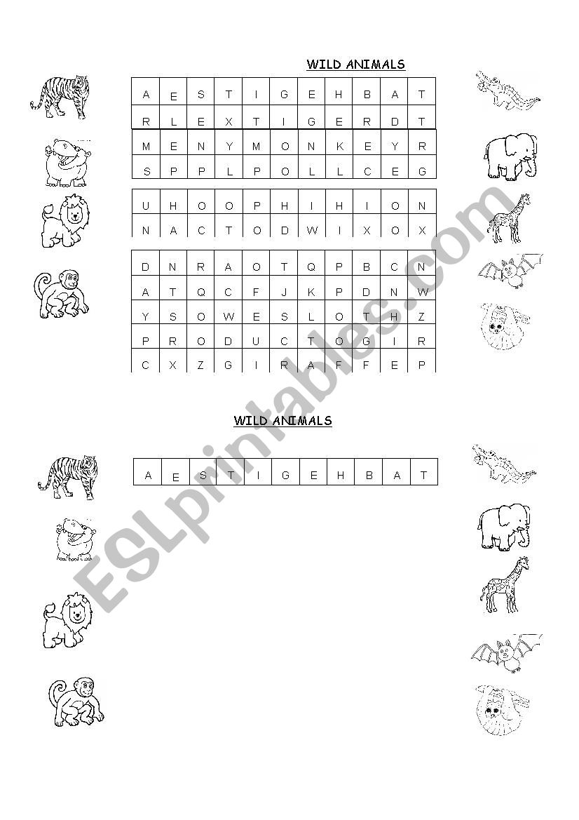 animals puzzle worksheet