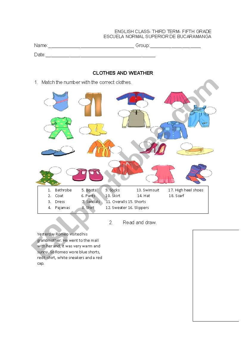 clothes worksheet