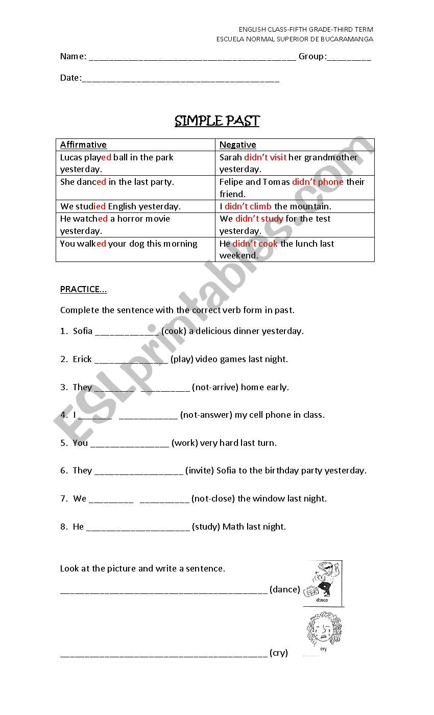 simple past worksheet