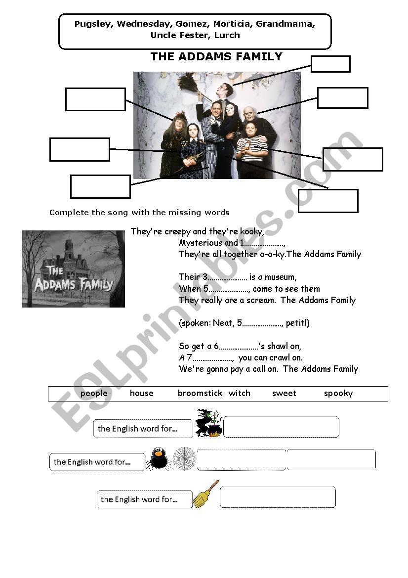 The Addams Family worksheet