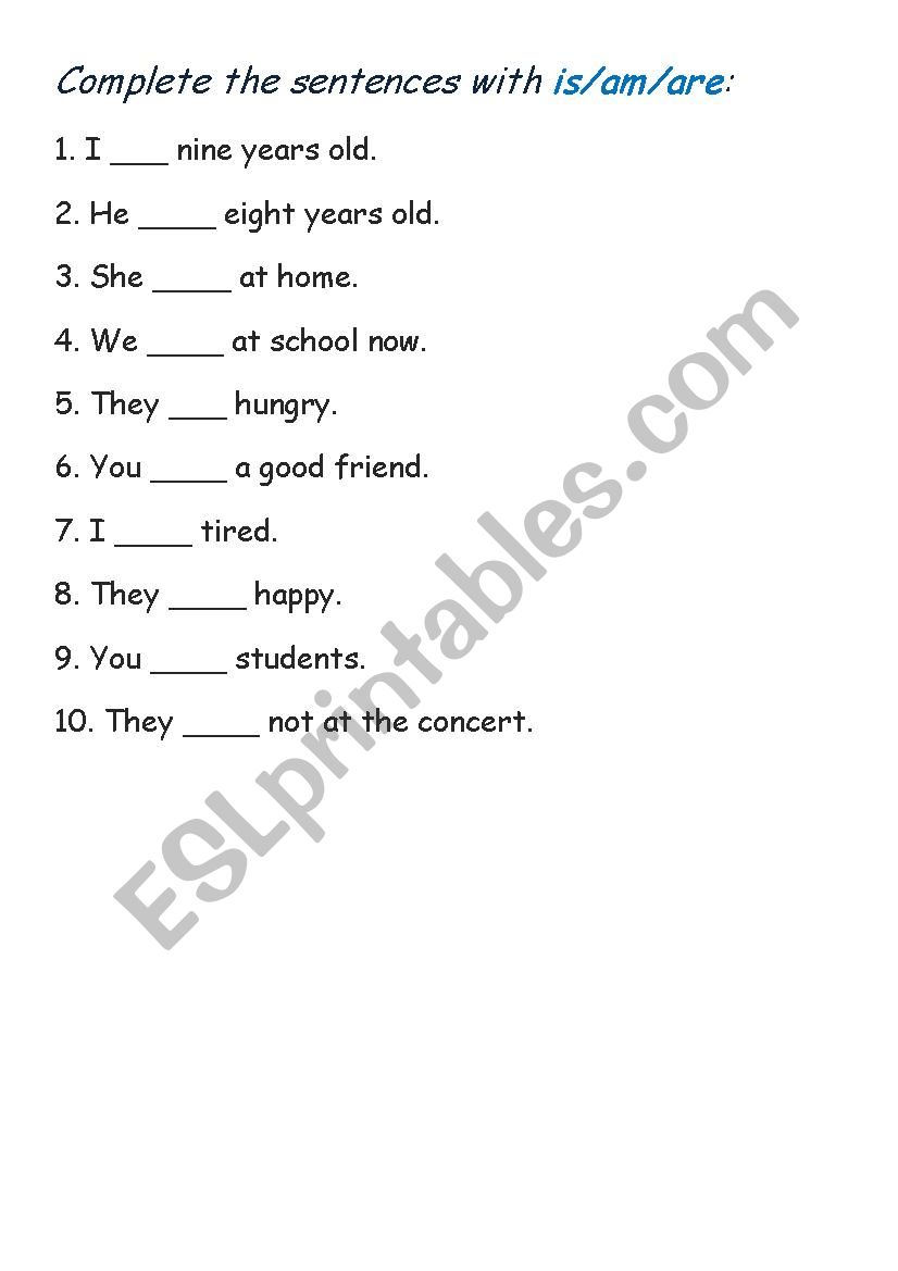 Practice the verb to be in the Present Simple Tense