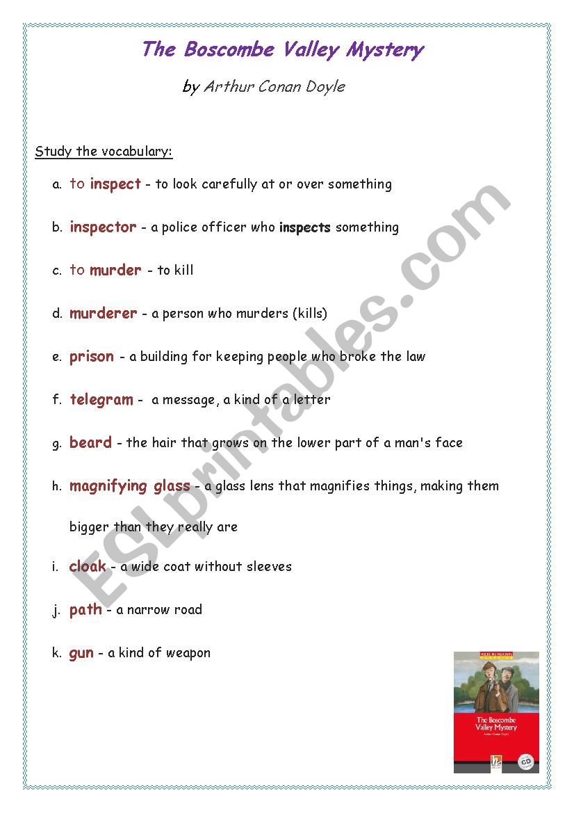 The Boscombe Valley Mystery worksheet