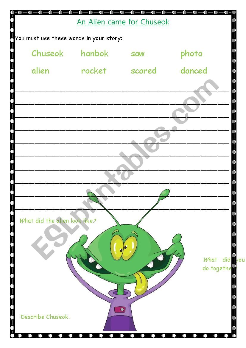 An Alien at Chuseok worksheet