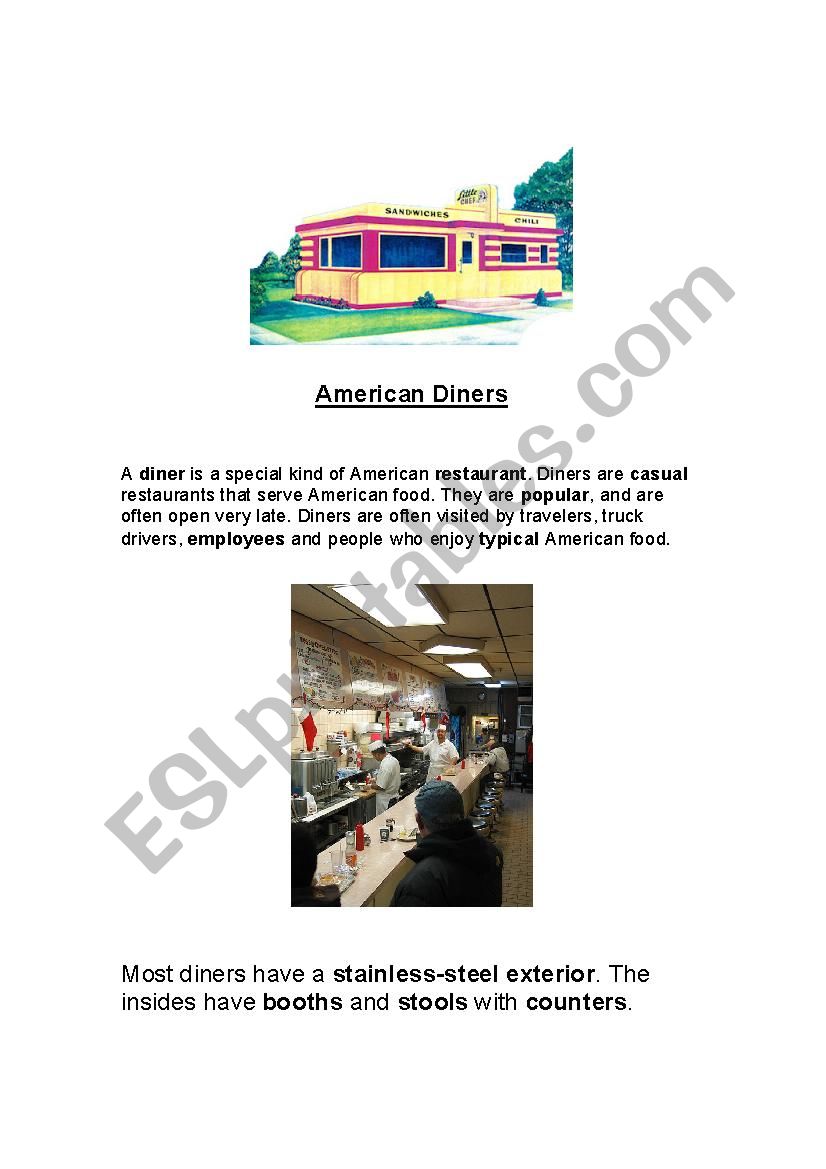 American Diners worksheet