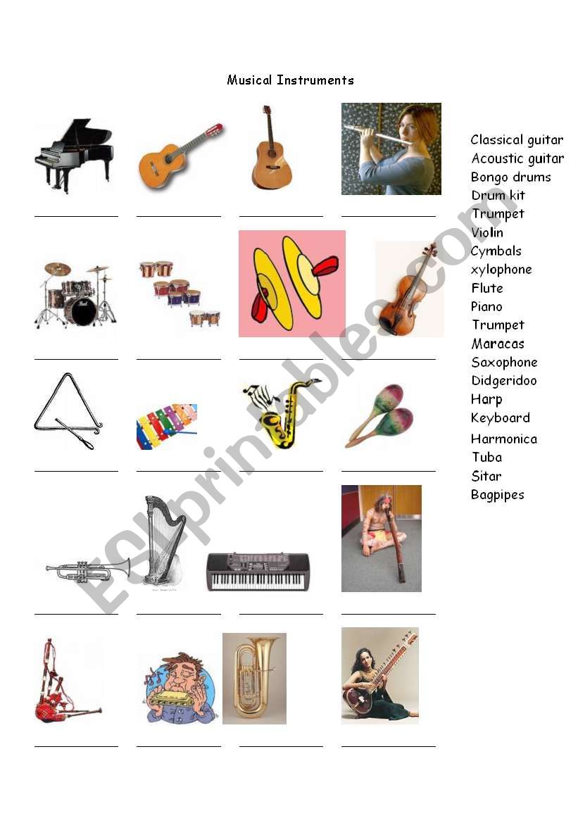 Instruments worksheet