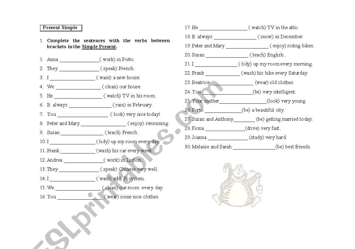 Present simple worksheet