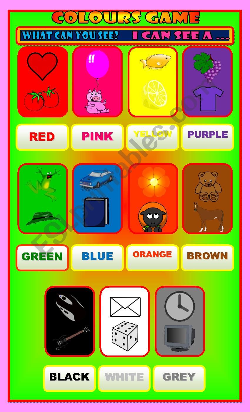 Colour game display - ESL worksheet by Gautxin