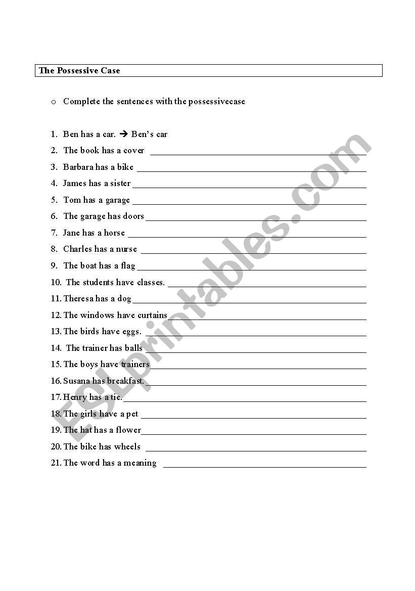 The Possessive case worksheet
