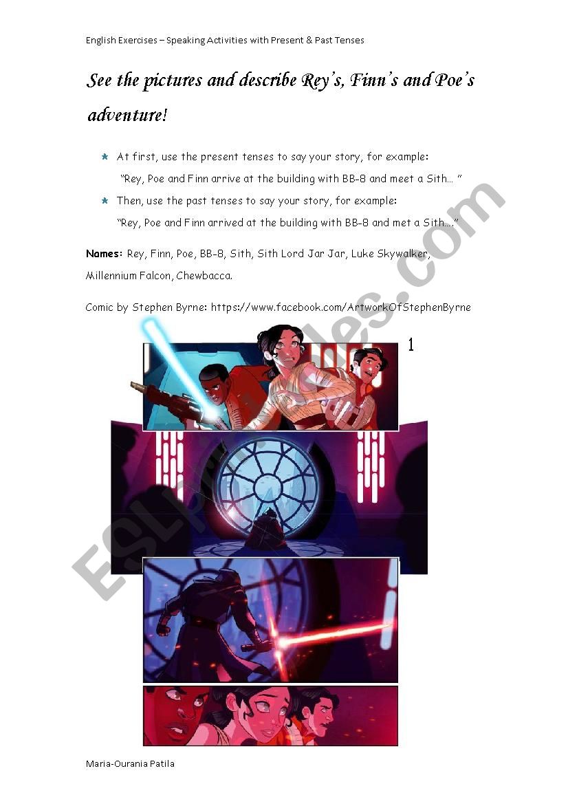 Speaking Activity: Simple Present VS Simple Past with STAR WARS comic