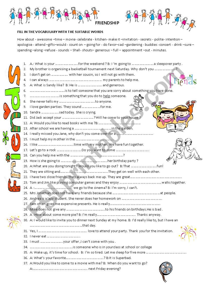 Friendship  worksheet