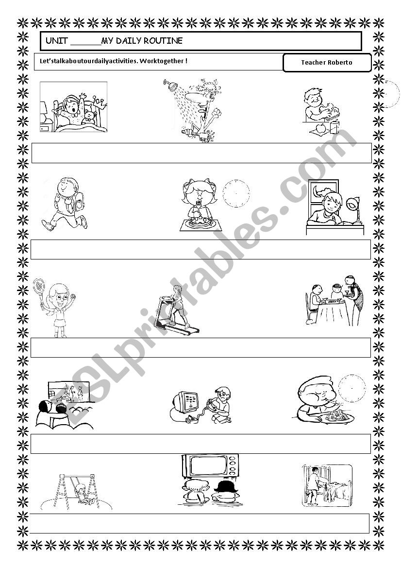 daily activities worksheet