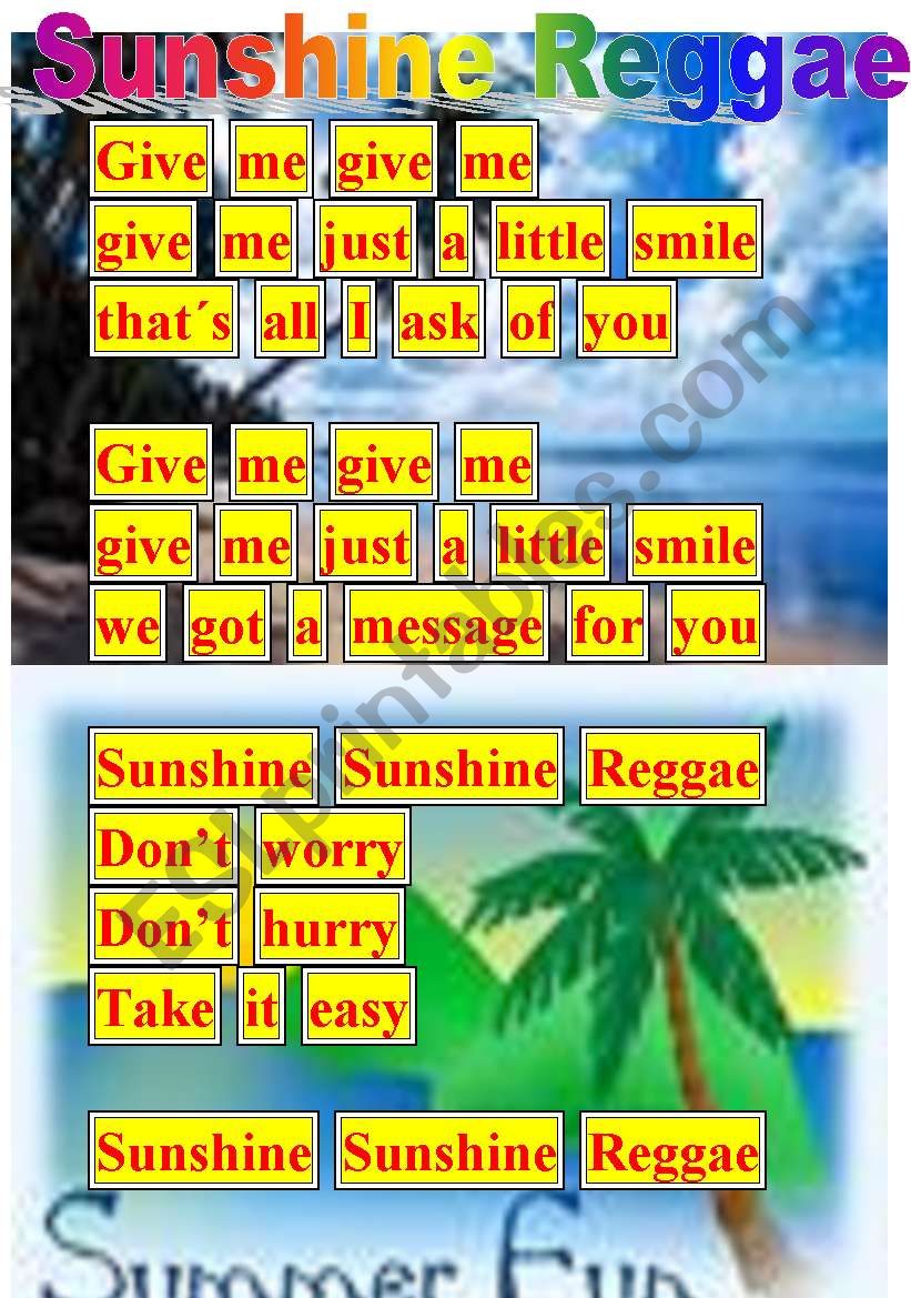 SONG - The ultimate summer song SUNSHINE REGGAE ( 2 pages )