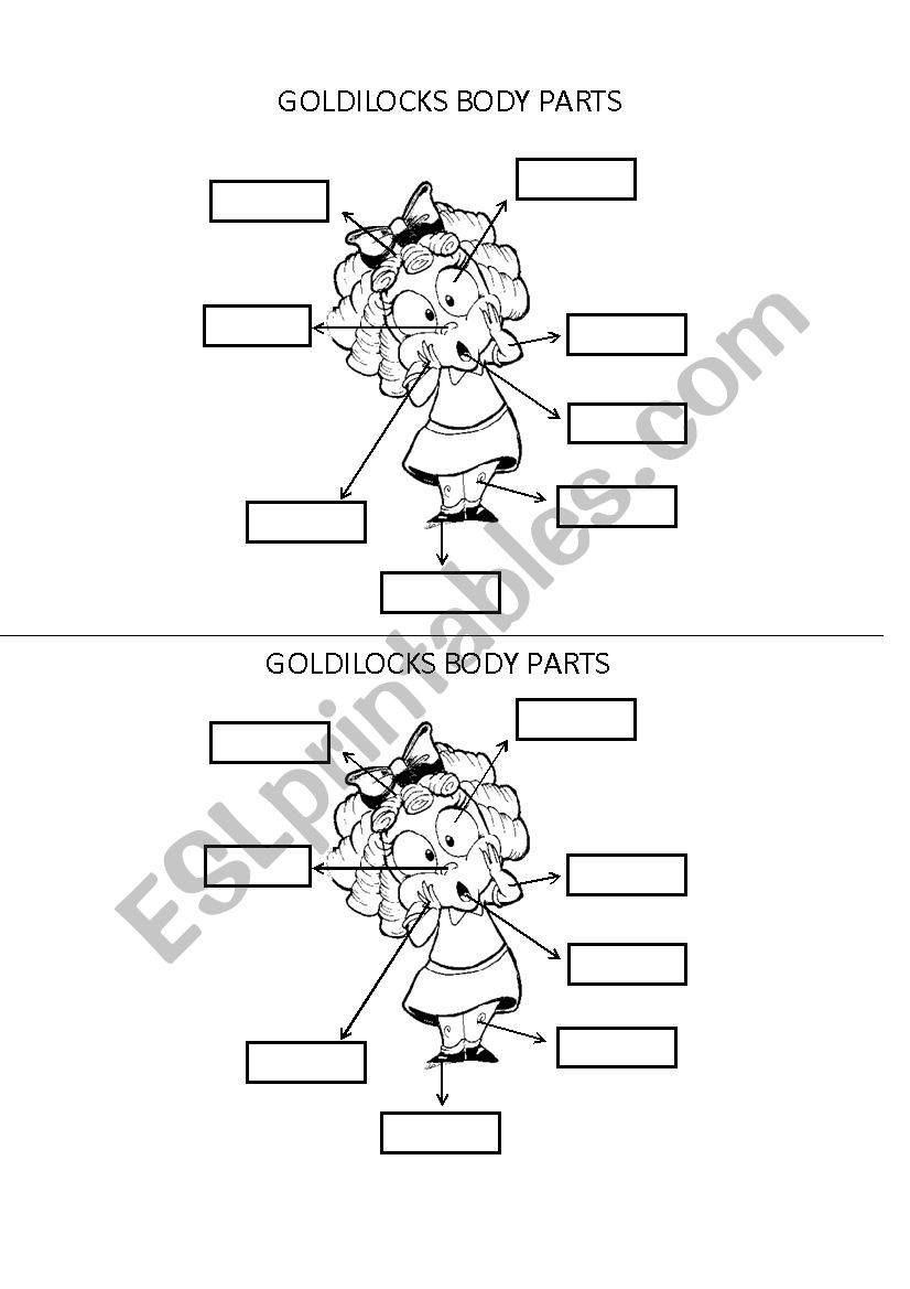 goldilocks body parts worksheet