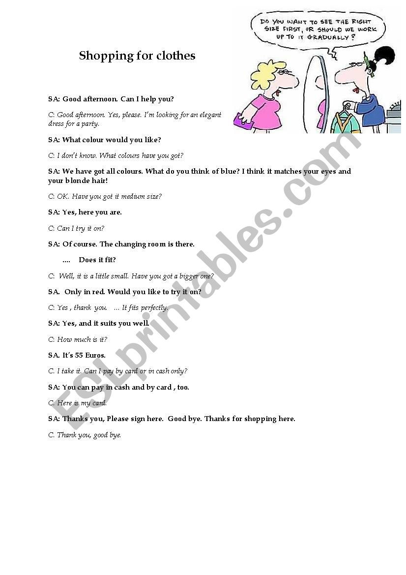 Shopping dialogues worksheet