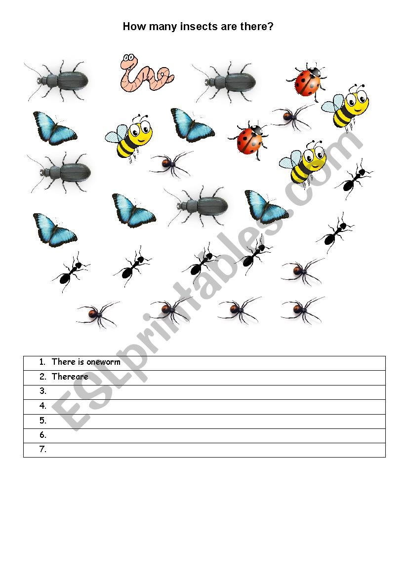 Theres/there are and insects worksheet