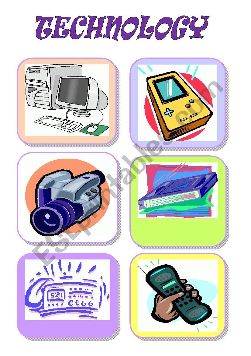 Technology Flash-cards worksheet