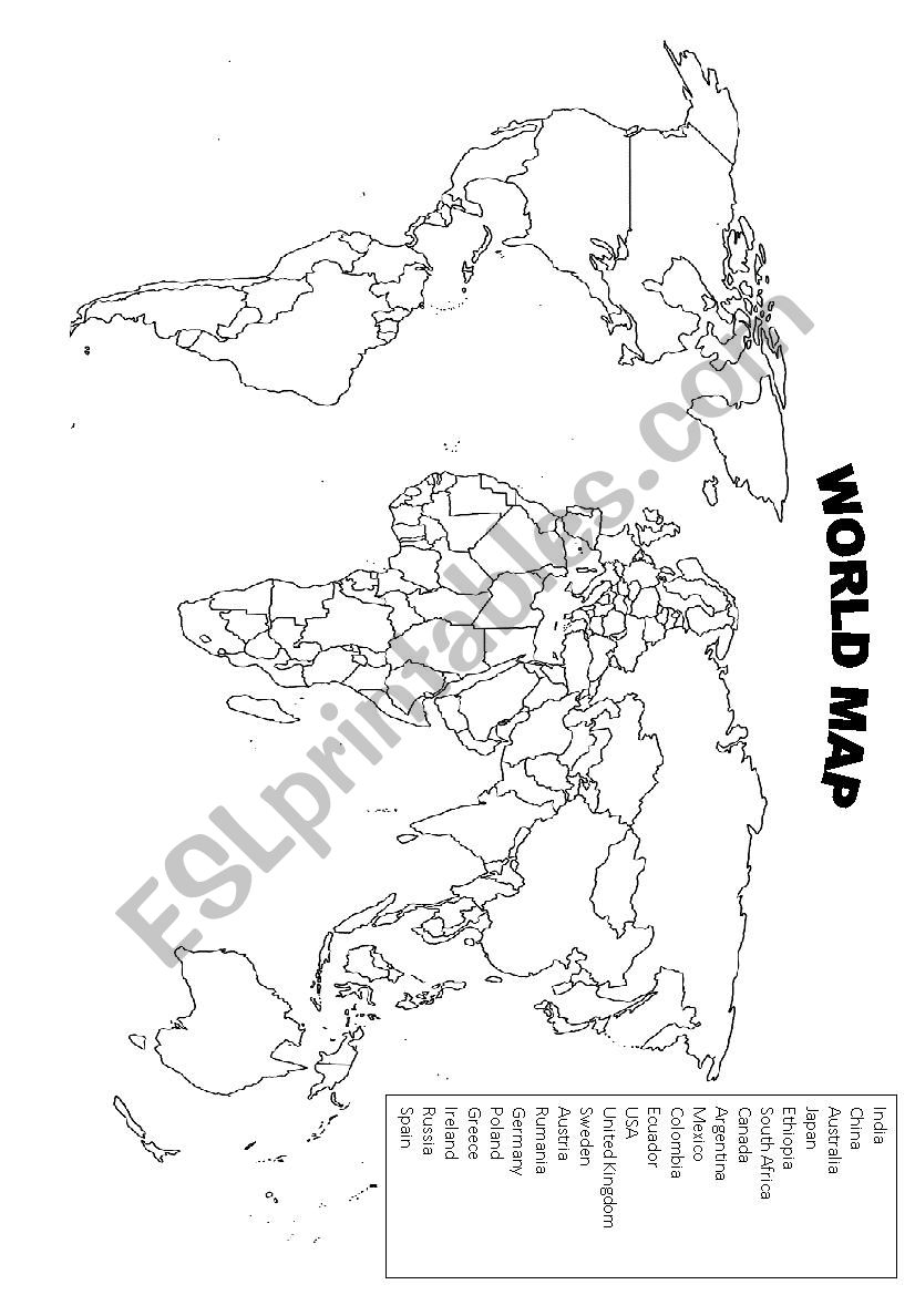 world map worksheet
