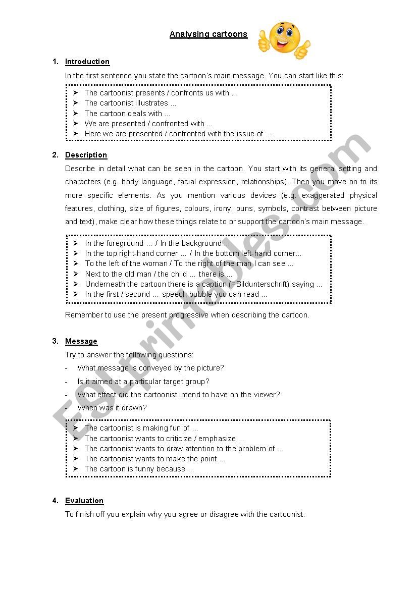 Cartoon Analysis - ESL worksheet by lavan Intended For Cartoon Analysis Worksheet Answers