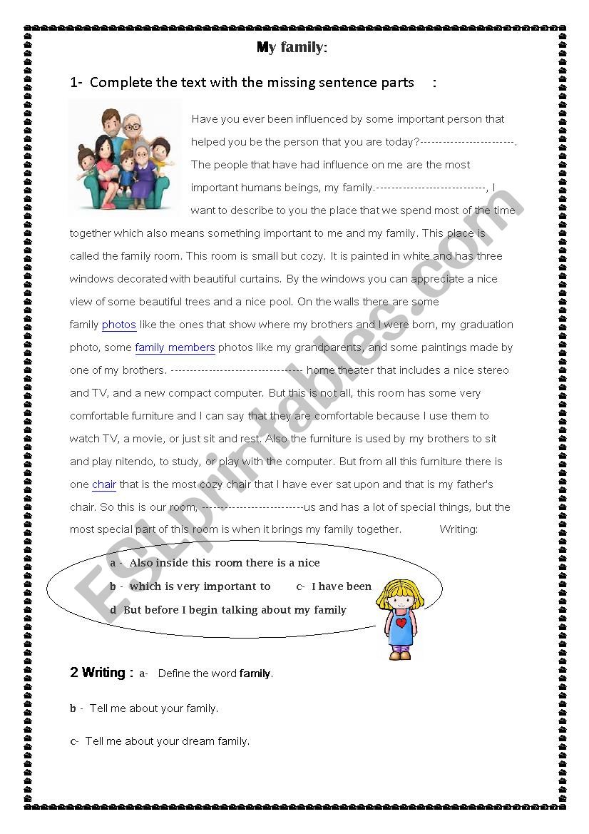 family relationships worksheet