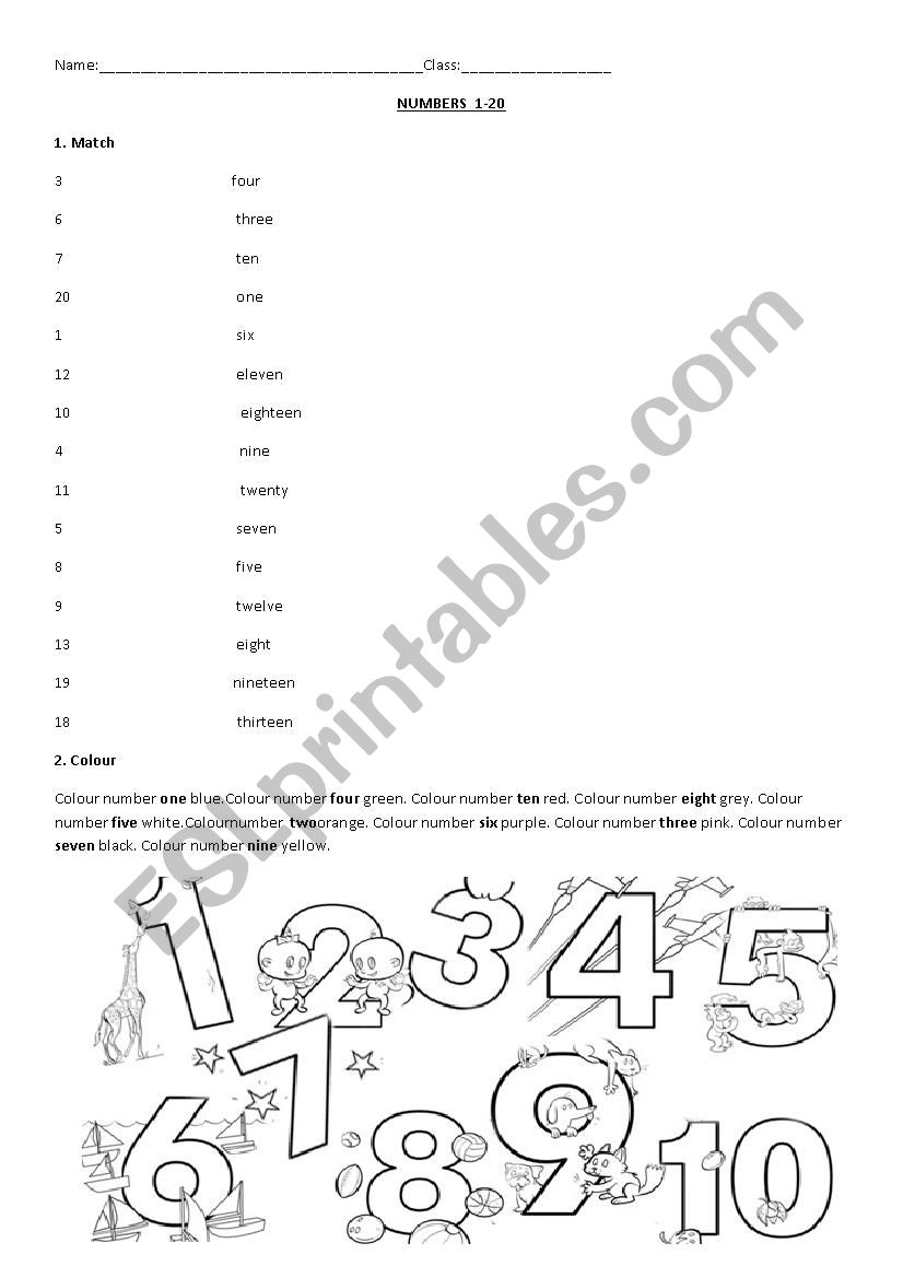 NUmbers worksheet