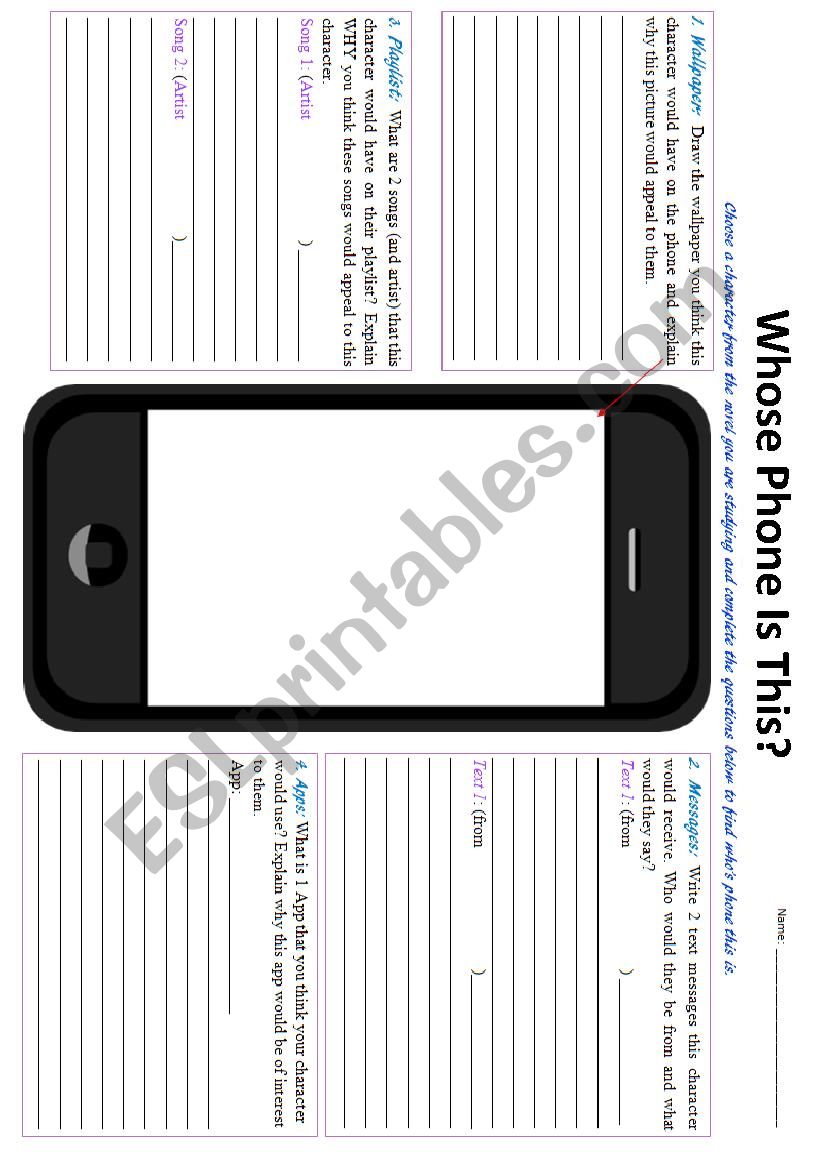 Whose phone is this? worksheet