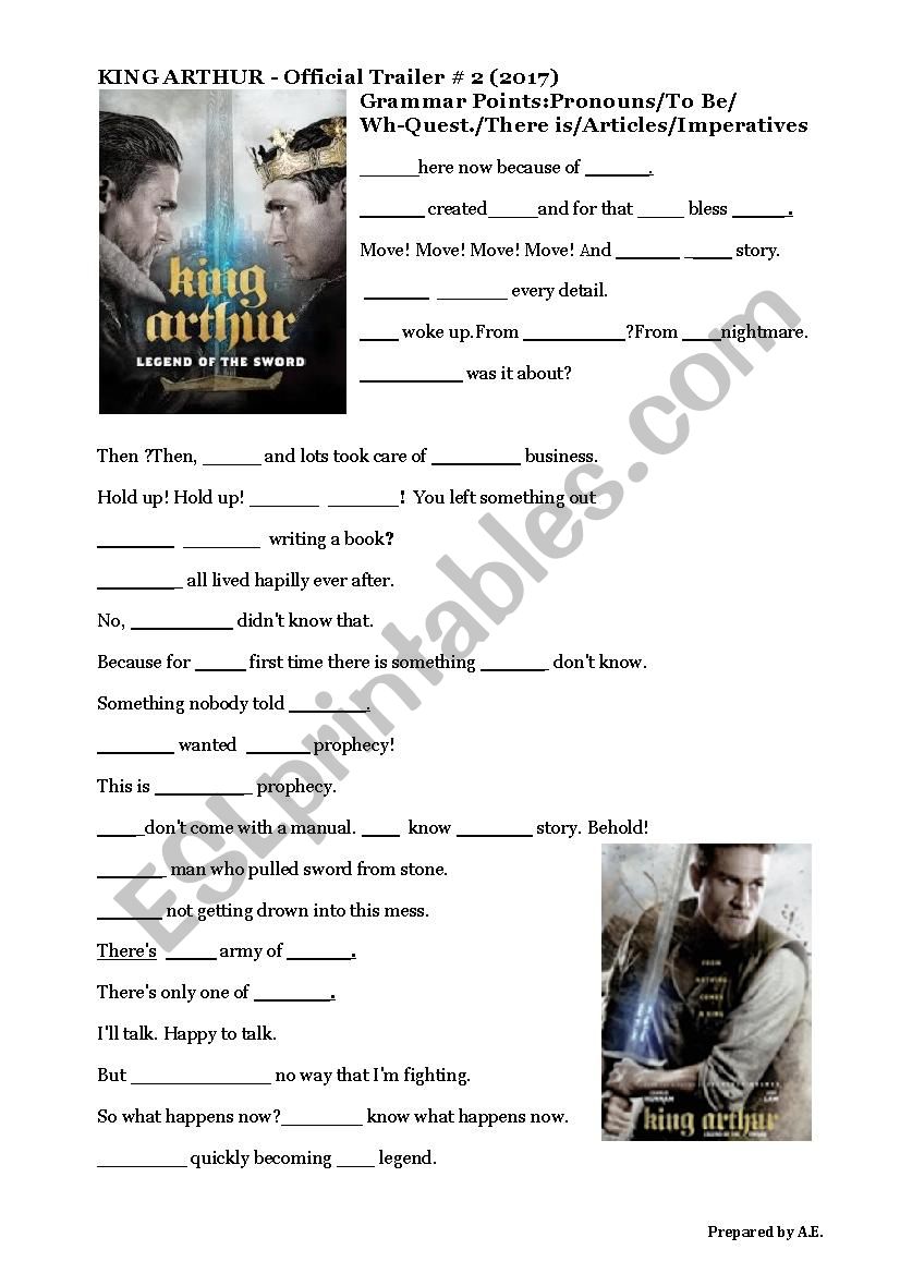 Video Worksheet-King Arthur2017-Trailer