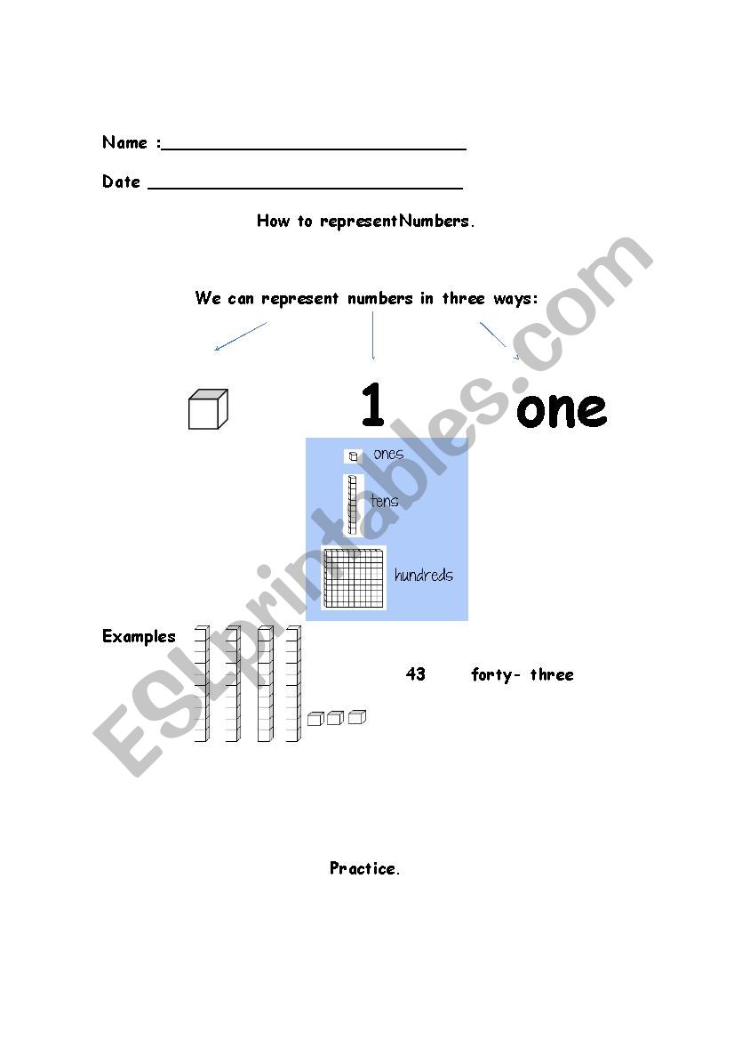 Numbers to 100 worksheet