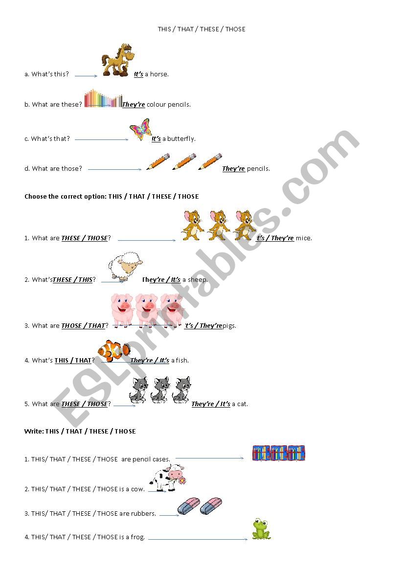 DEMONSTRATIVE PRONOUNS worksheet