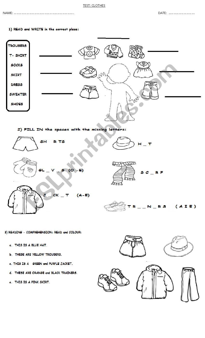 CLOTHES TEST worksheet