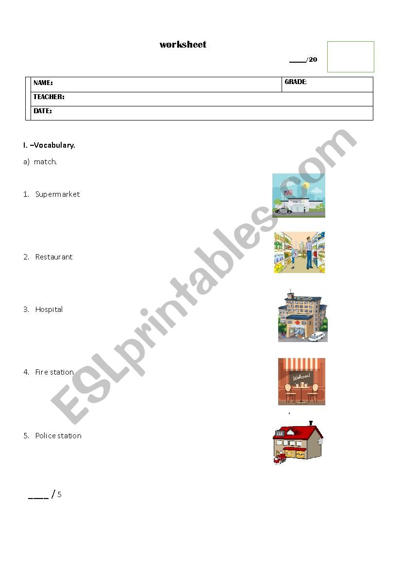 preposition of place worksheet