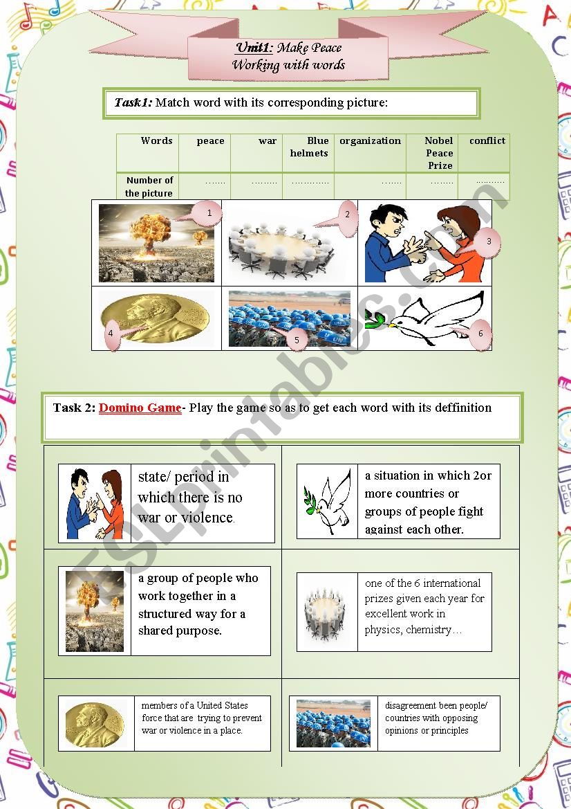 UnitTwo: Peace and conflict resolution- Vocabulary