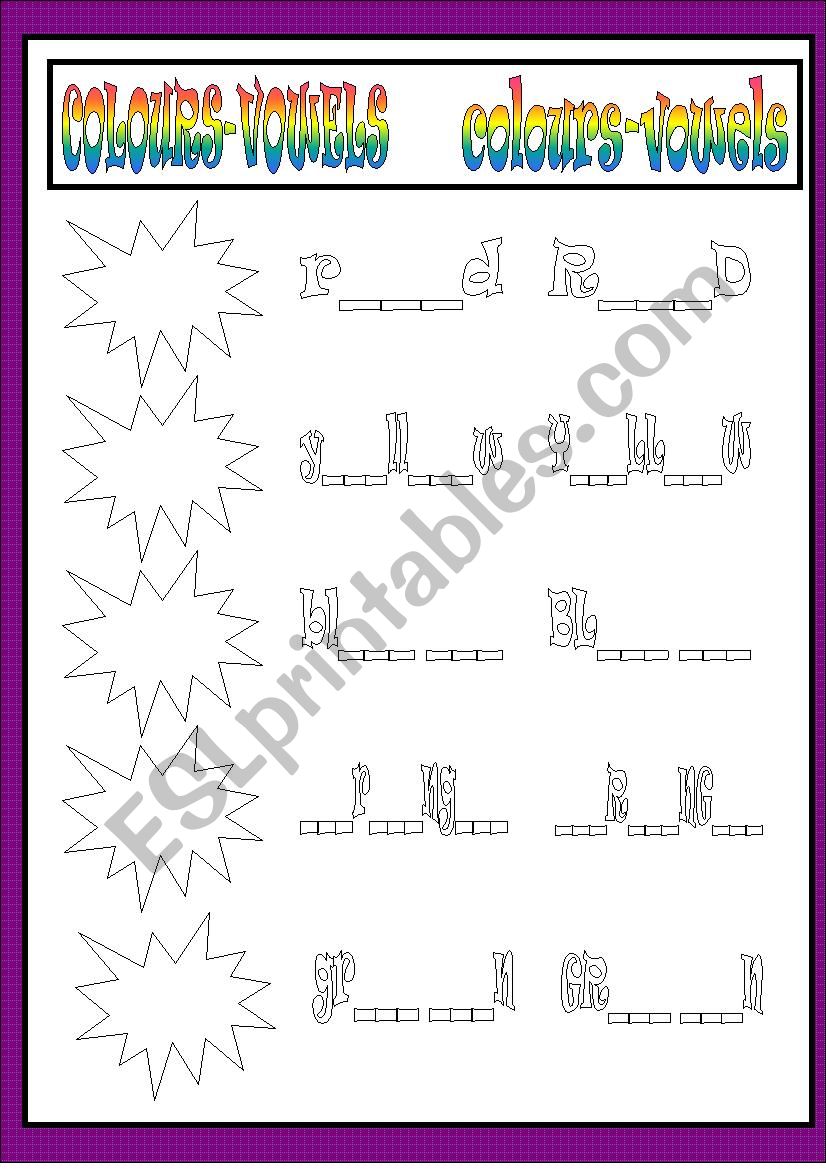 Colours-Vowels worksheet