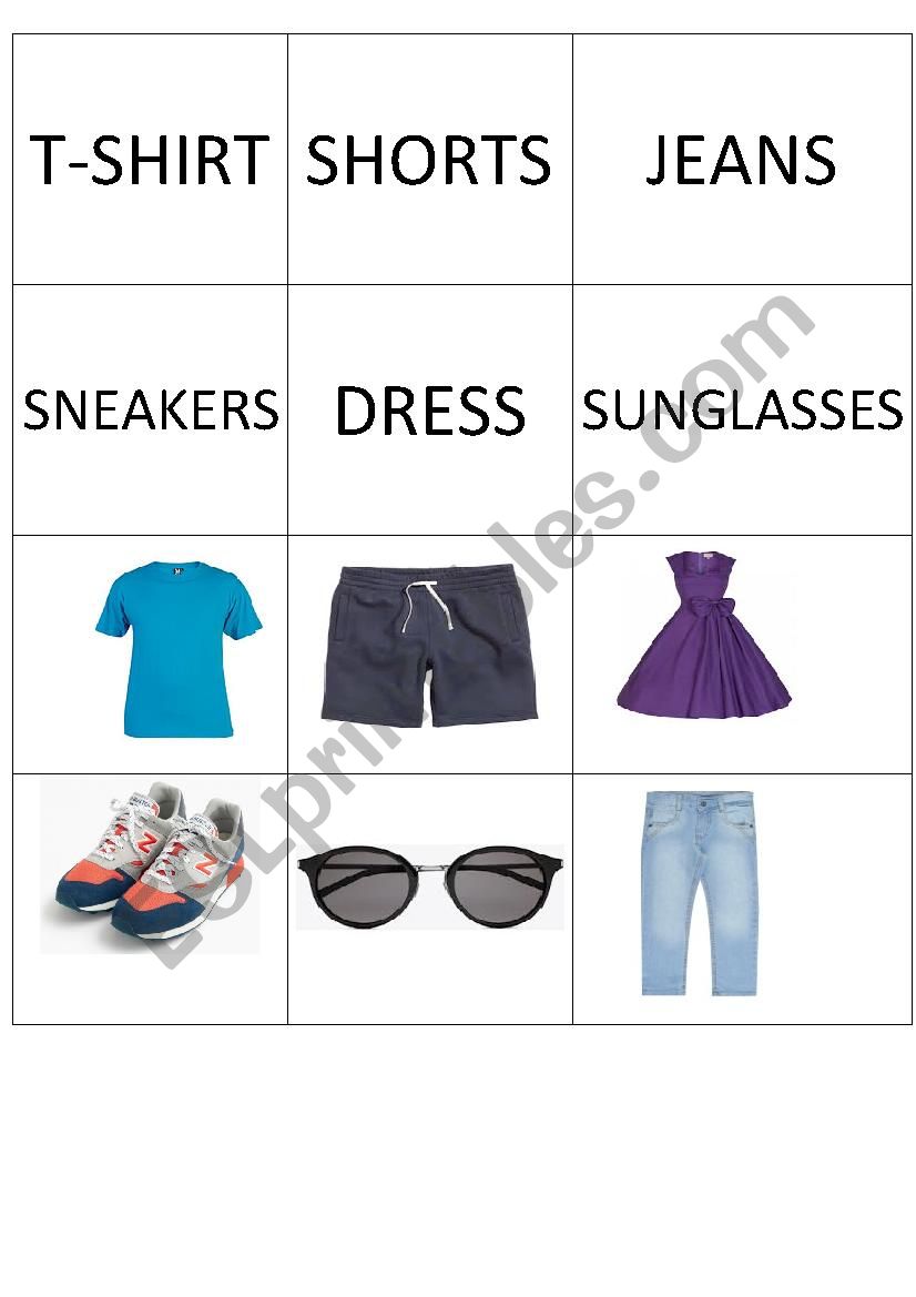 clothes  worksheet