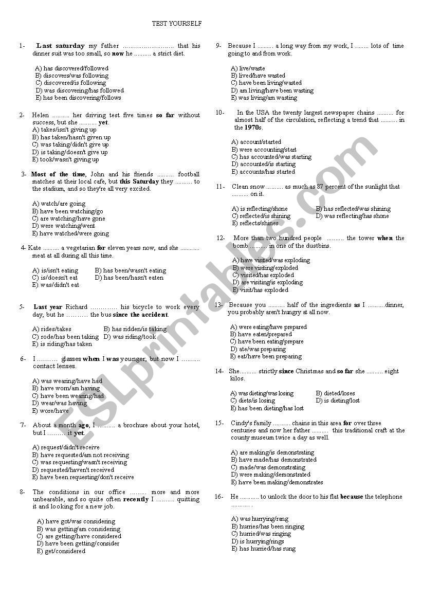 TENSES worksheet