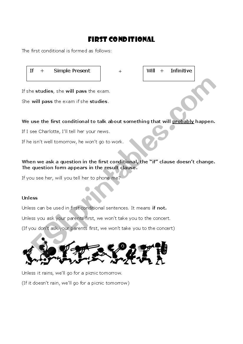 Conditionals Sentences Type 1, 2 and 3