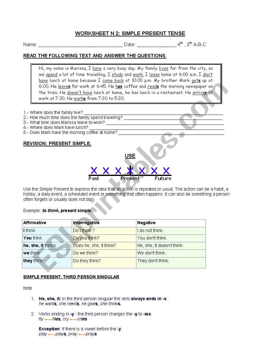 PRESENT SIMPLE worksheet