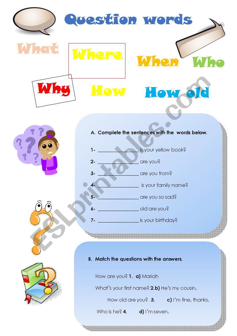 Question words worksheet