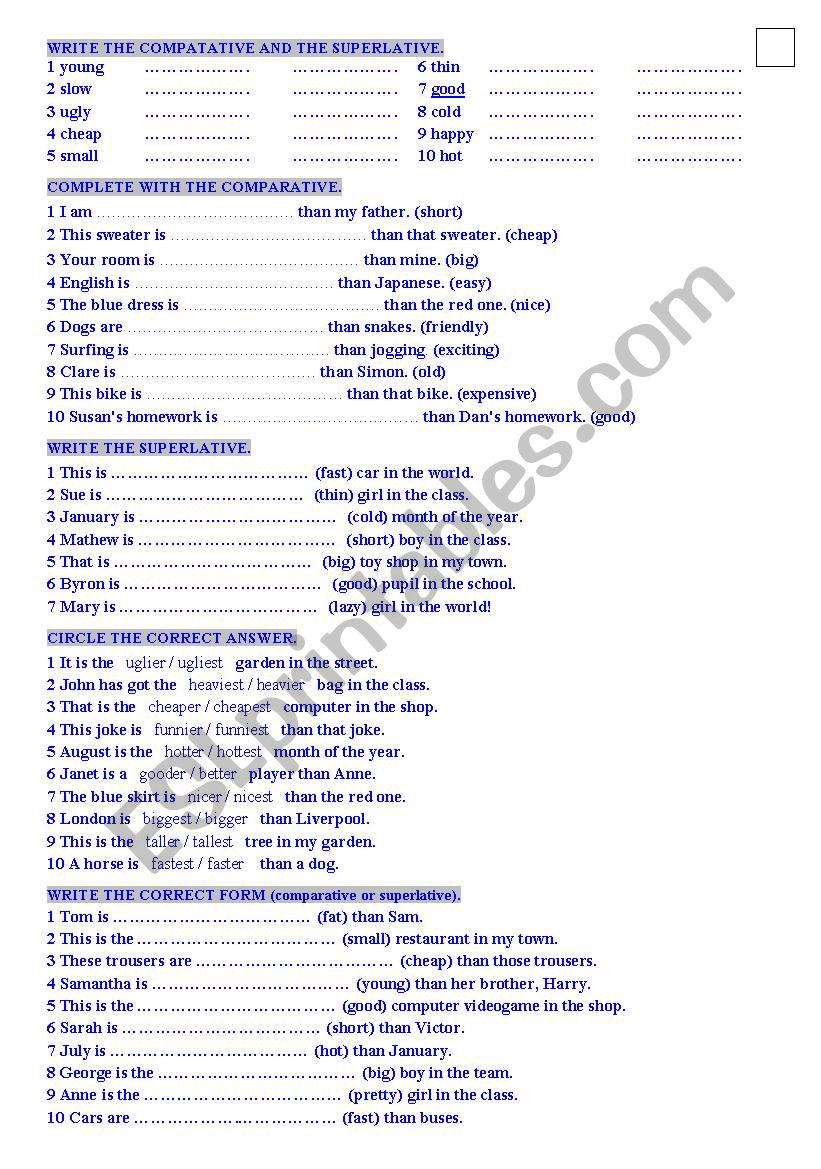 Comparative and Superlative Adjectives