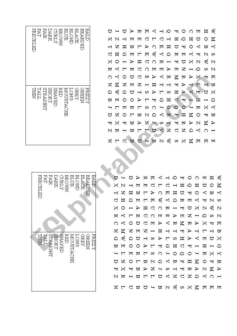 Word Search Adjectives Physical Description Esl Worksheet By Jestebansilva