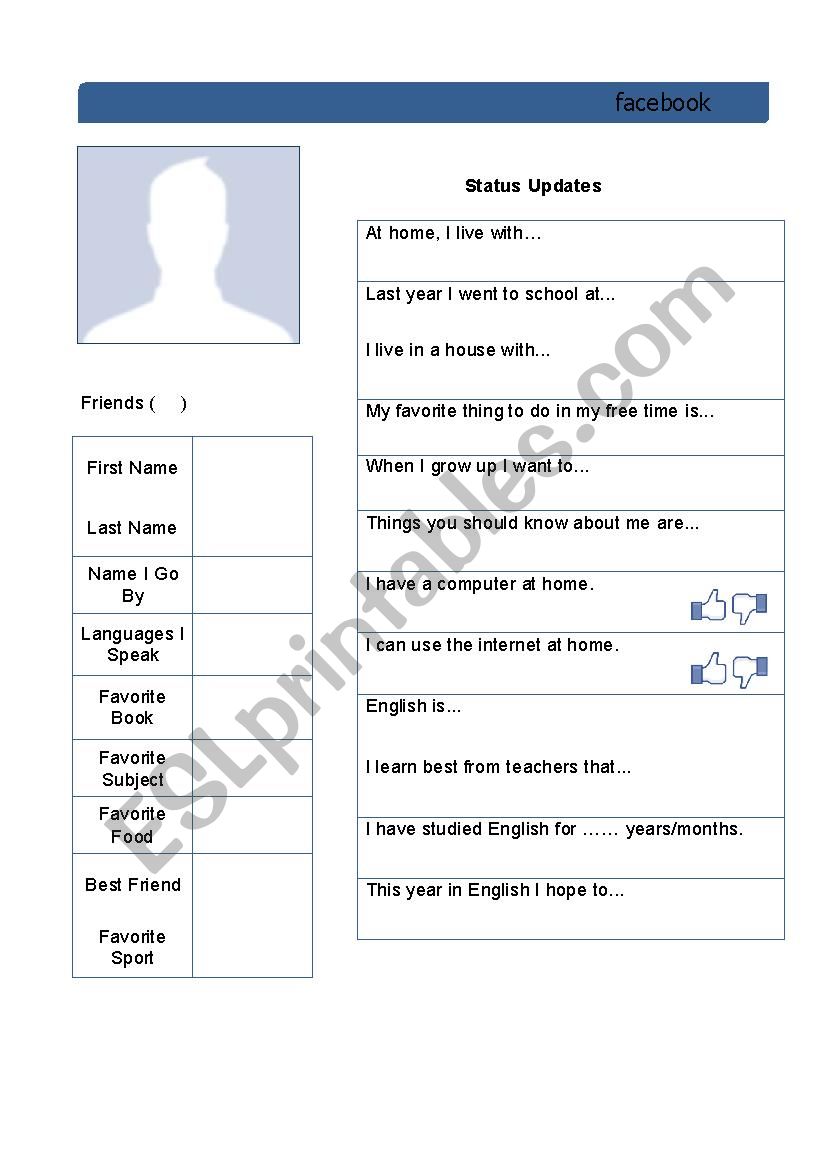 Icebreaker facebook worksheet