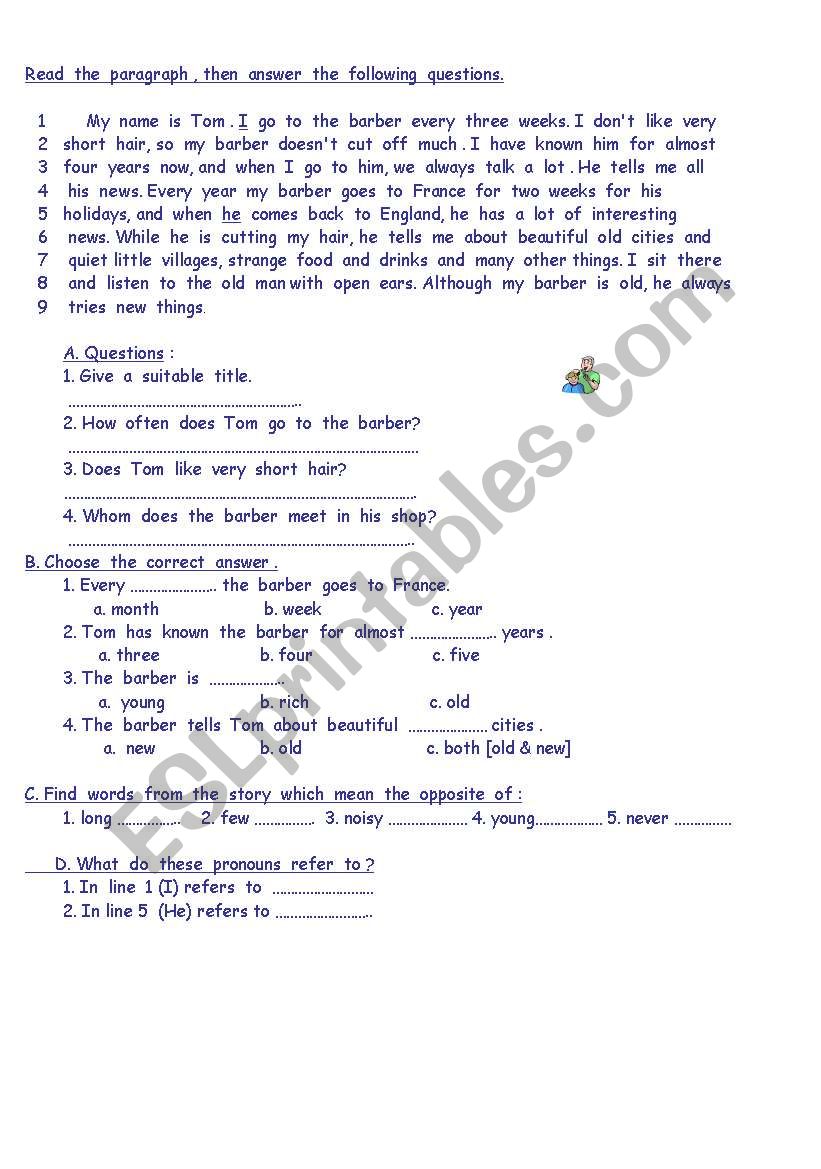 a trip  worksheet