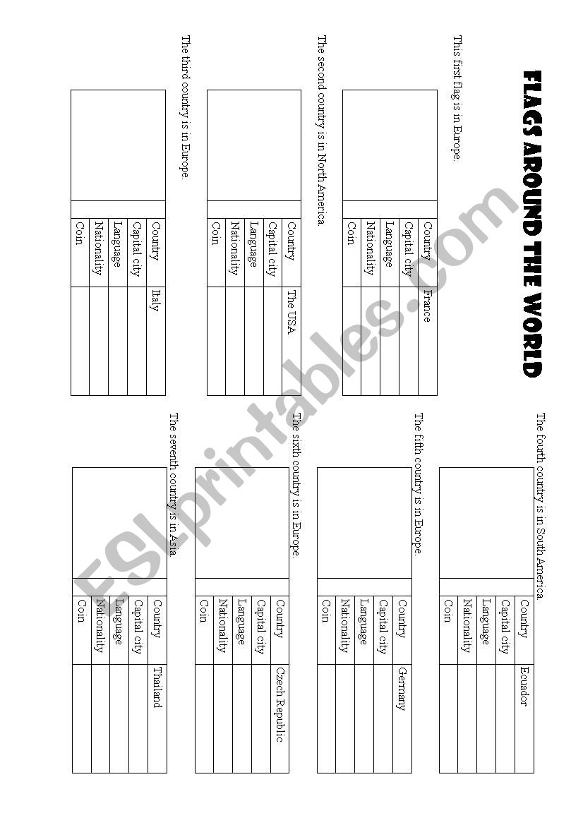 Flags of the world worksheet